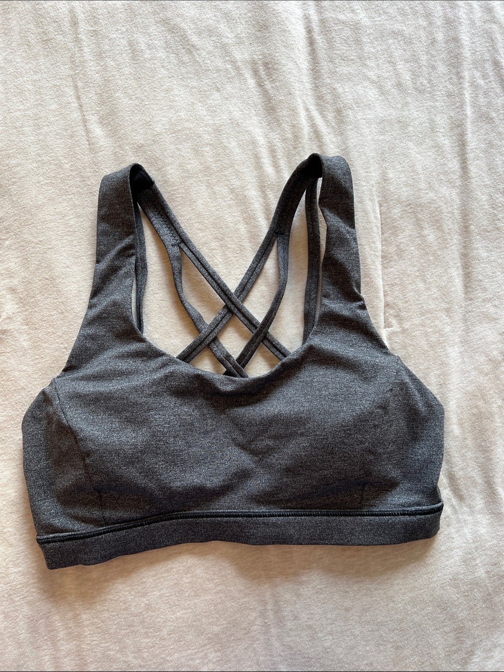 Charcoal Crisscross Back Sports Bra - Women